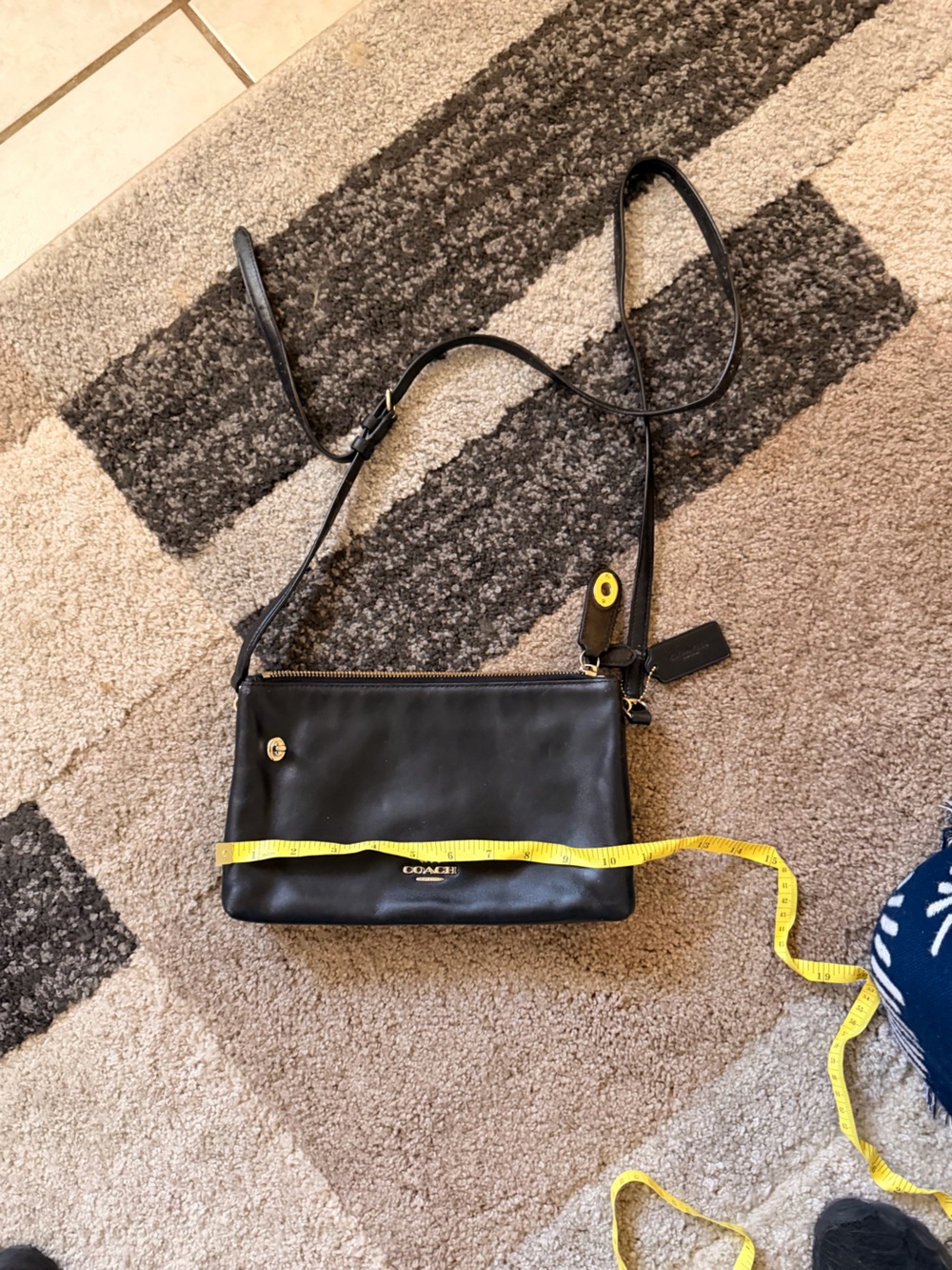 Coach Black Leather Crossbody with Gold-Tone Accents